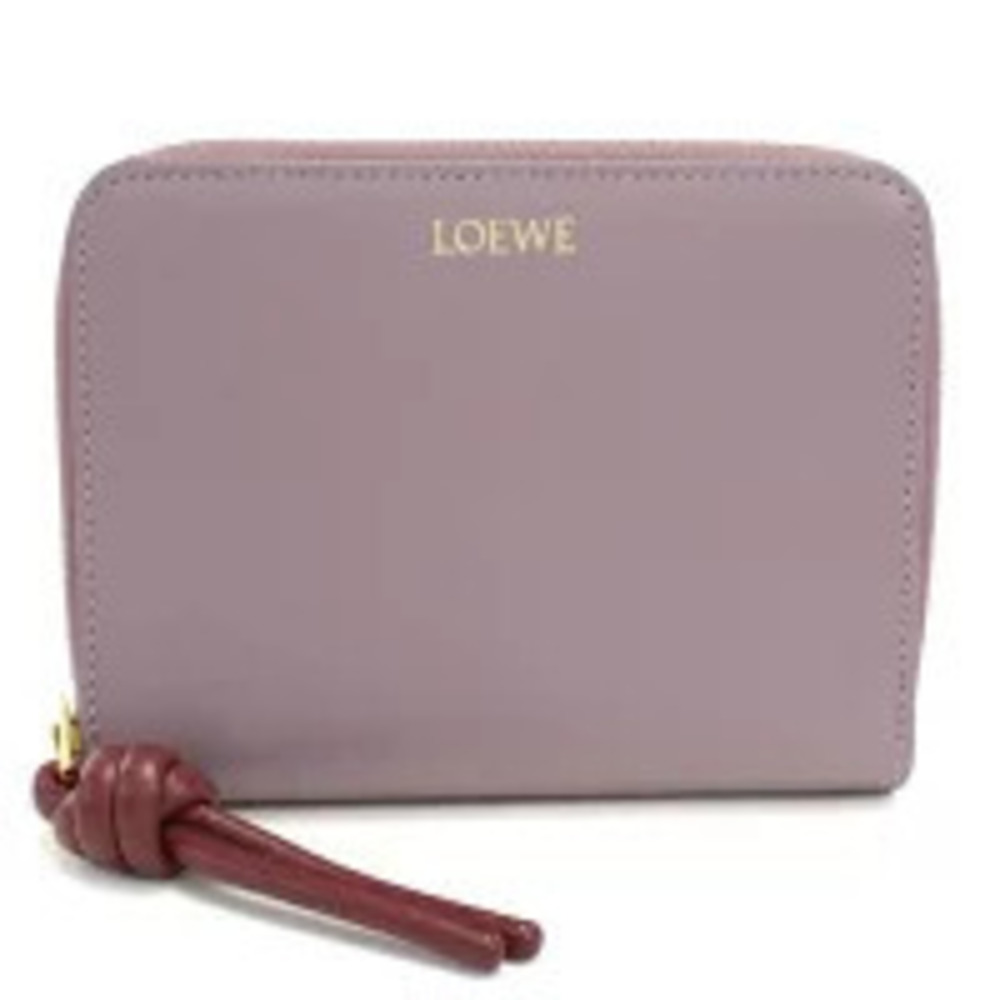 Loewe Round Zipper Folding Wallet Knot Compact Zip Purple